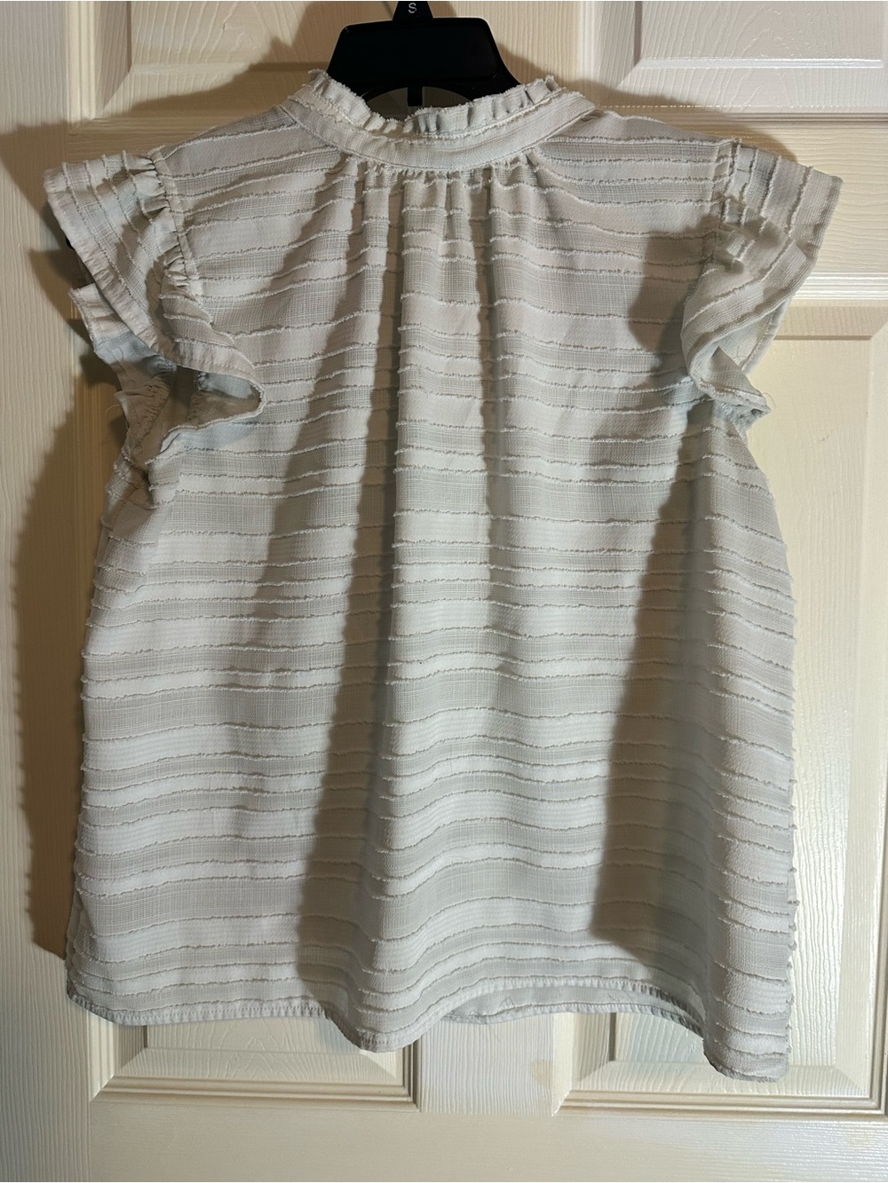 Women's off white Ruffle Sleeve Textured Blouse